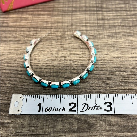 Piper K | Reconstituted Turquoise Hoop Earrings - Picture 5 of 6